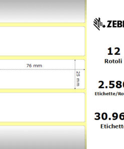 Zebra Z-Ultimate 3000T materiale sintetico 76×25 f25