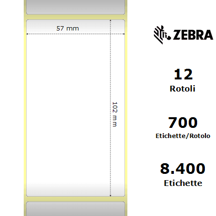 Zebra rotolo etichette adesive Z-Select 2000D 57×102 f25