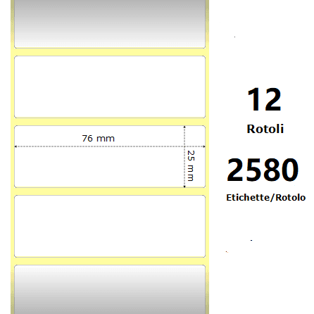 Rotolo etichette 76×25 termiche f25