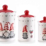 Set 3 barattoli alimentari in ceramica con elfi