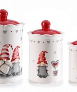 set 3 barattoli alimentari in ceramica con elfi