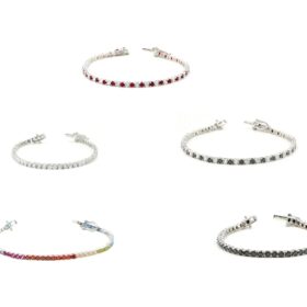 bracciale tennis, argento e zirconi, vari colori