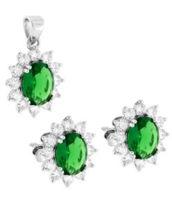 Alternative view of Orecchini e collana halo in argento e zirconi