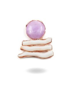 pendente in argento, kunzite e corallo bianco