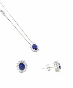 Orecchini e collana halo in argento e zirconi