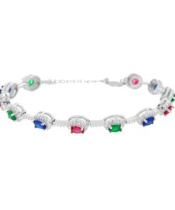 Bracciale tennis in argento cubic Zirconia Bianchi e colorati
