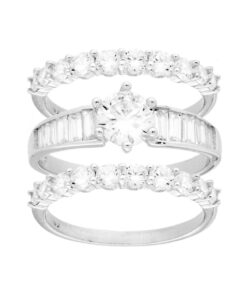 Anello tris in argento e zirconi bianchi