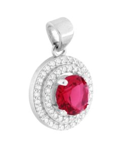 Parure collana e orecchini in argento e zirconi colorati rubino