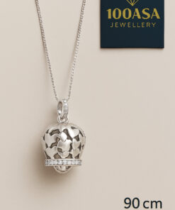 Collana con ciondolo chiama angeli in argento e zirconi