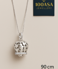 Collana con ciondolo chiama angeli in argento e zirconi