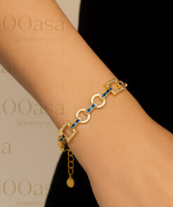 Bracciale in argento con zirconi colorati – lunghezza regolabile