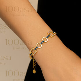 Bracciale in argento con zirconi colorati  – lunghezza regolabile