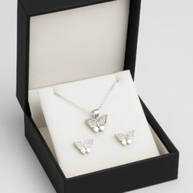 Parure orecchini e collana Farfalla in argento
