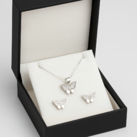 Parure orecchini e collana Farfalla in argento