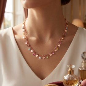 Collana Rolò Multicolor Hearts & Crystals