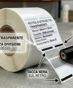 Rotolo Etichette 30x12x3000 OPP Trasparente - Adesivo Removibile f25
