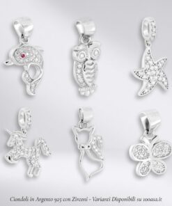 Ciondolo in argento 925 rodiato con zirconi